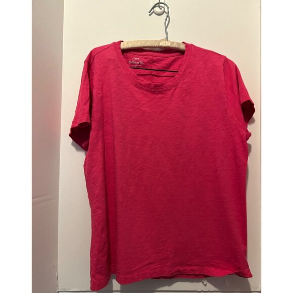 J.CREW Women's Short-Sleeve Girlfriend Crewneck Tee Size XL in Pink - Picture 1 of 8